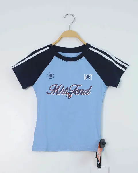 Áo phông nữ cổ tròn croptop TT 2067 xanh than H12.2026.2